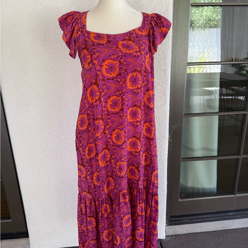House Of Harlow 1960 Floral Purple And Orange Dress